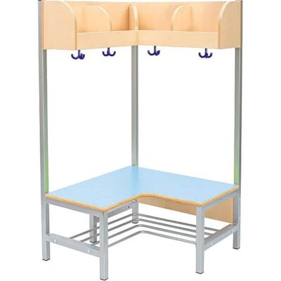Kindergarten-Eckgarderobe Flexi 4 mit Gestell