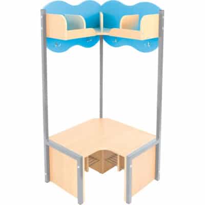 Kindergarten-Eckgarderobe Wolke mit Gestell - Ahorn