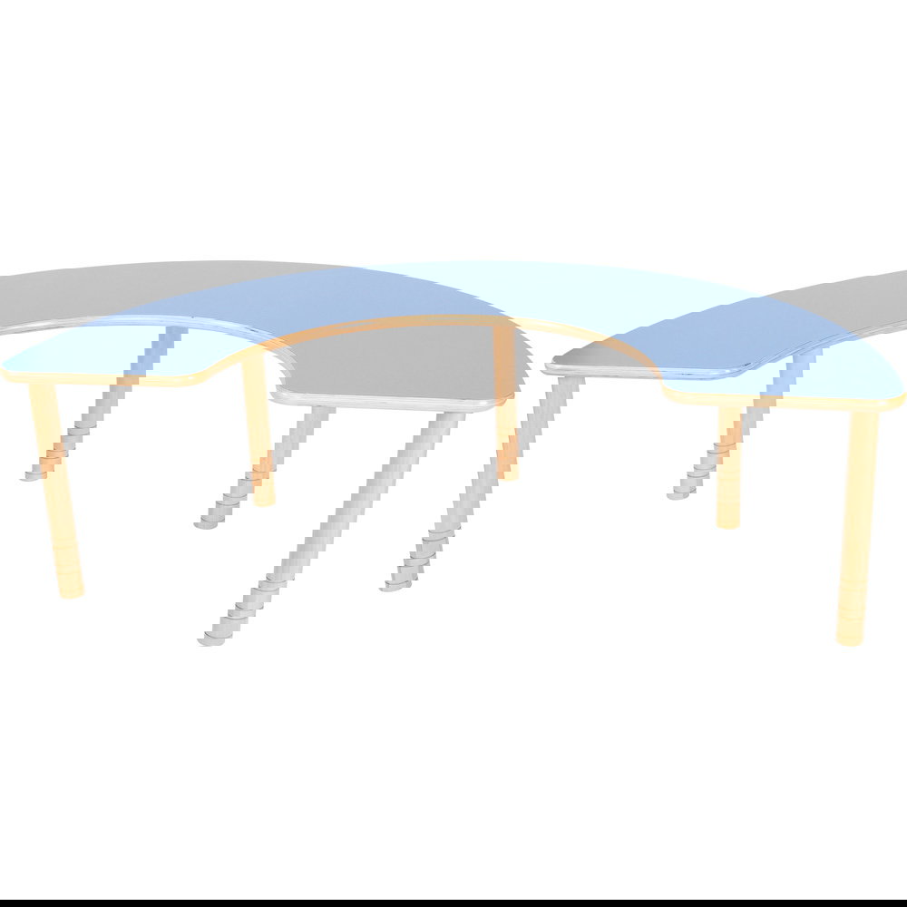 Hufeisentisch, Tischhöhe: 58-64 cm, HPL hellblau