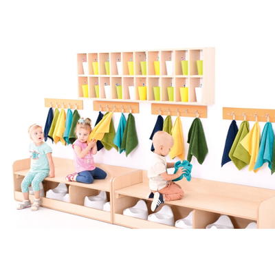 Kindergarten-Garderobenleiste für Waschräume