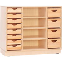 Flexi Schrank M für Holzbehälter, mit Fachböden, B 107, auf Sockel - 100313 a 13