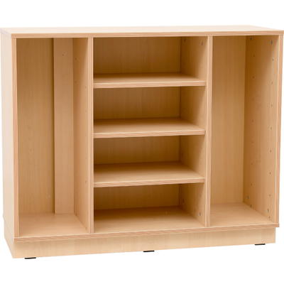 Flexi Schrank M für Holzbehälter, mit Fachböden, B 107, auf Sockel