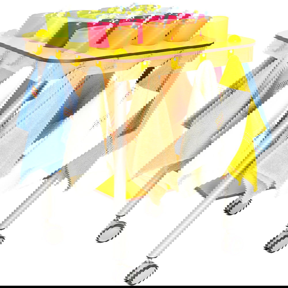Kindergarten-Zahnputzbecherwagen Quadrat, 16 Becher