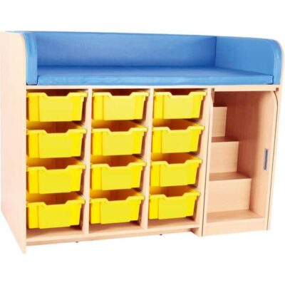 Große Wickelkommode - Breite: 150 cm - Birke - Treppe rechts