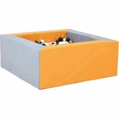 Bällebad quadratisch 1,5m - grau-senf - Höhe: 60 cm