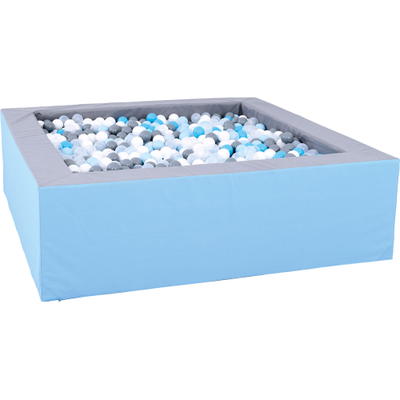 Bällebad quadratisch 2m – grau-hellblau – Höhe: 60 cm