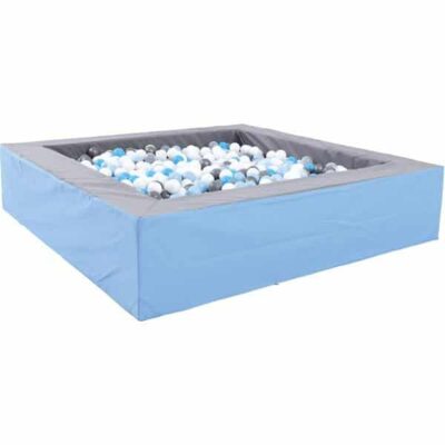 Bällebad quadratisch 2m - grau-hellblau - Höhe: 45 cm
