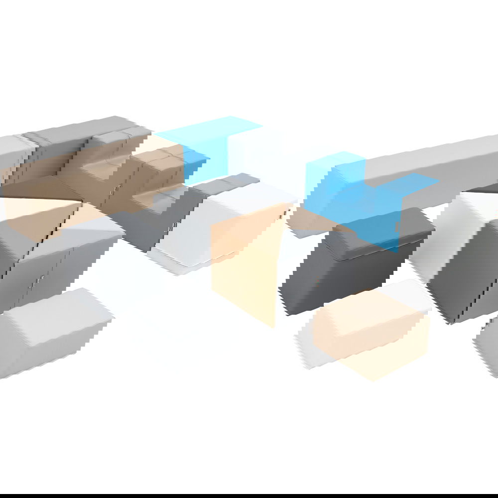 Schaumstoff-13er-Set, Moba 4, beige, weiß, meerblau