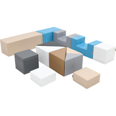 Schaumstoff-13er-Set, Moba 4, beige, weiß, meerblau