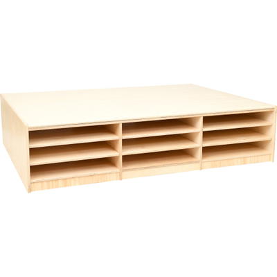 Kindergarten-Podest mit Mattenfächern – Linoleum beige