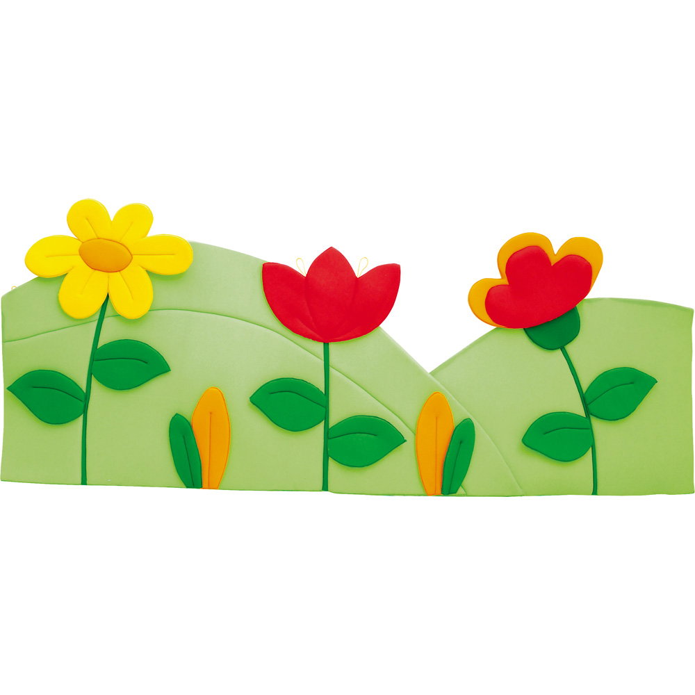 196003_a_09 Wanddekoration – Wiese mit 3 Blumen – grün/rot - 196003 a 09