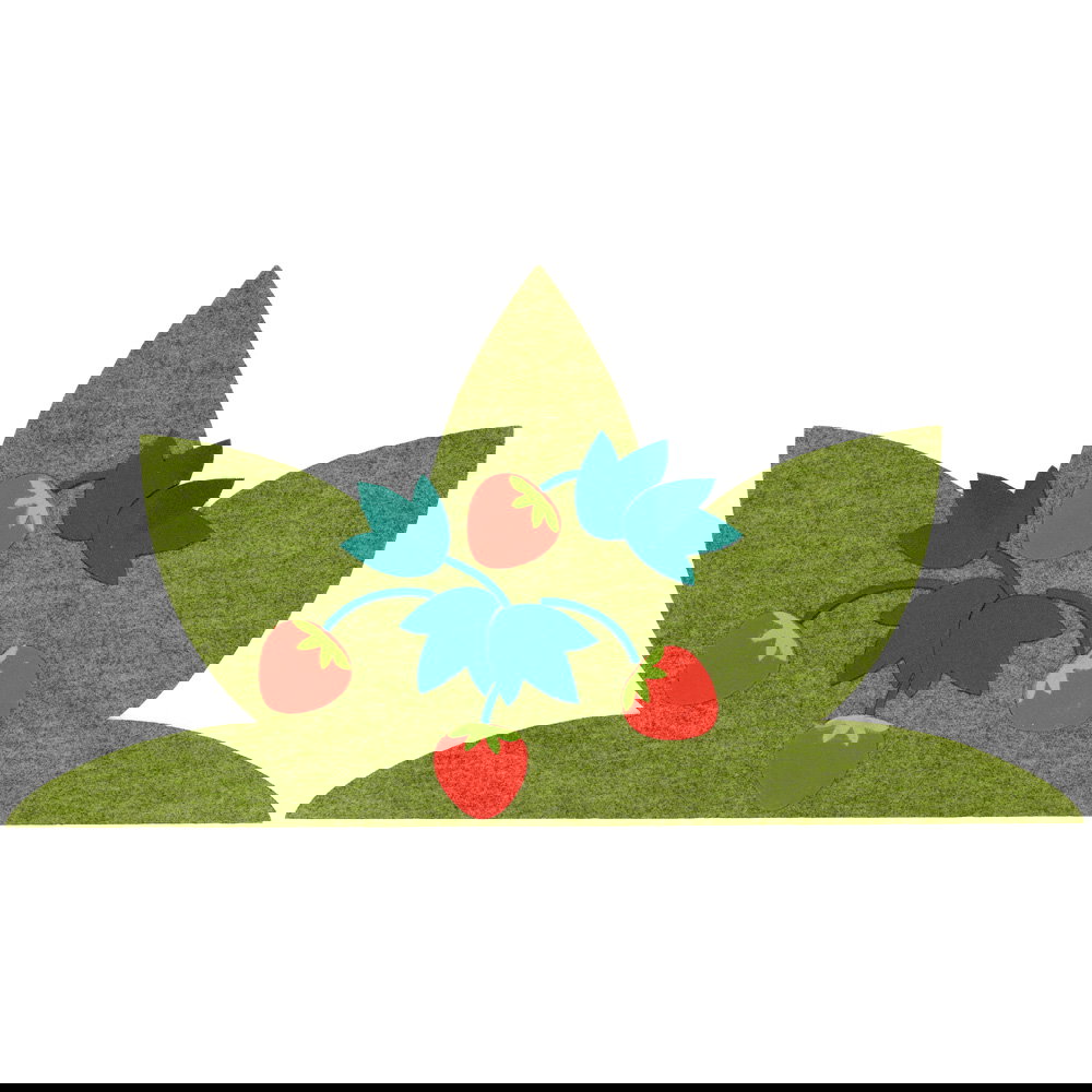 Filz-Wandapplikation "Walderdbeeren"