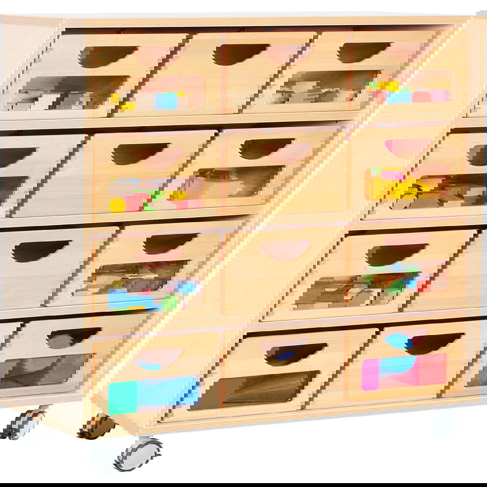 Flexi Schrank M, auf Rollen + 12 Behälter (8 mit/4 ohne Sichtfenster) (Flexi 5)