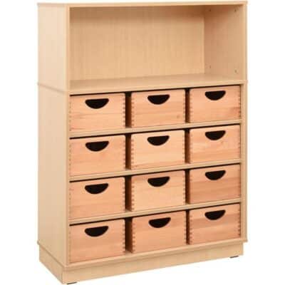 Kindergarten-Regal - Höhe: 126 cm - auf Sockel + 12 Behälter (Flexi 20)