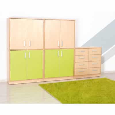 Möbelsatz Schränke M + Aufsatzregal M inkl. Schubladen - Flexi 55