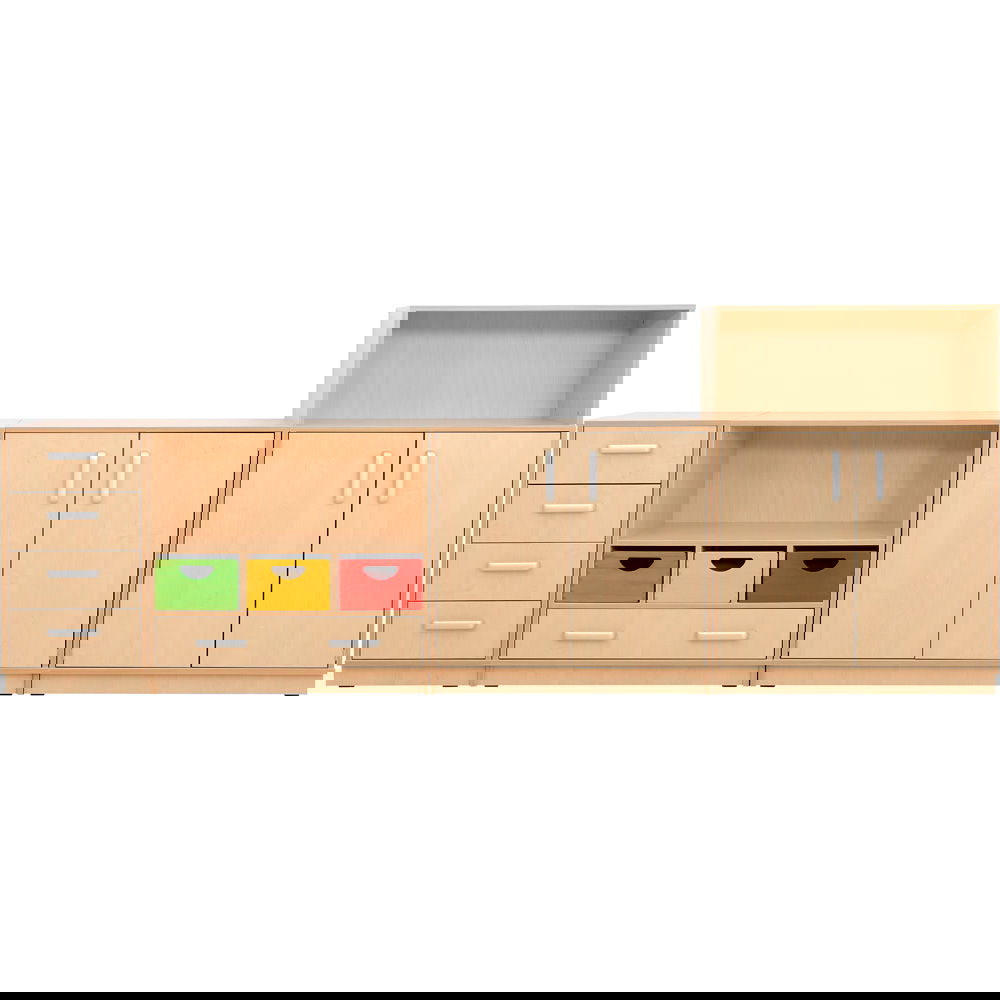 Möbelsatz Schränke M + Aufsatzregal S inkl. Holzbehälter - Flexi 71