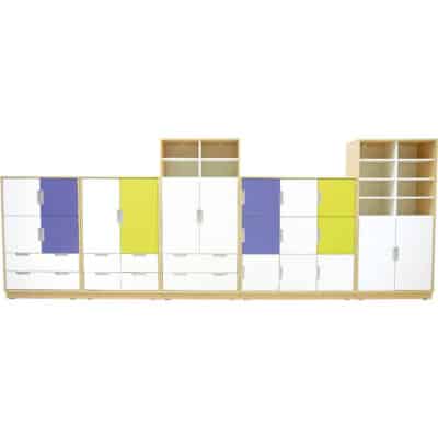 Möbelsatz Schrank L+XL - weiß/blau/limone - Quadro 3-180°
