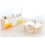 Möbelsatz Schrank M – weiß/grau/gelb/orange – Quadro 4-180° - SET6022