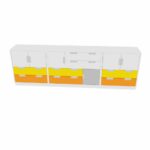 Möbelsatz Schrank M – weiß/grau/gelb/orange – Quadro 4-180° - SET6022W