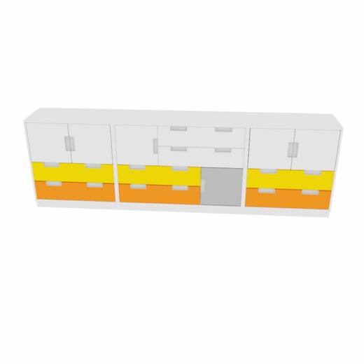 SET6022W Möbelsatz Schrank M – weiß/grau/gelb/orange – Quadro 4-180° - SET6022W