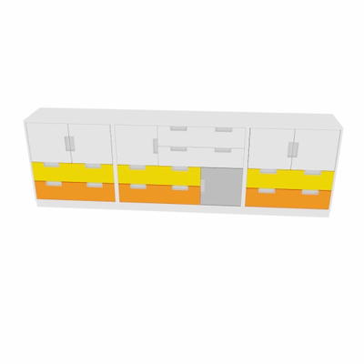 Möbelsatz Schrank M – weiß/grau/gelb/orange – Quadro 4-180°