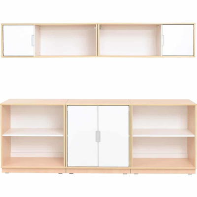 Möbelsatz Schrank M + Hängeregal – weiß – Quadro 15-180°