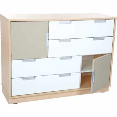 Asymmetrischer Schrank M - Breite: 116 cm - weiß/grau (Quadro 39-180°)