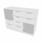 Asymmetrischer Schrank M – Breite: 116 cm – weiß/grau (Quadro 39-180°) - SET6061W