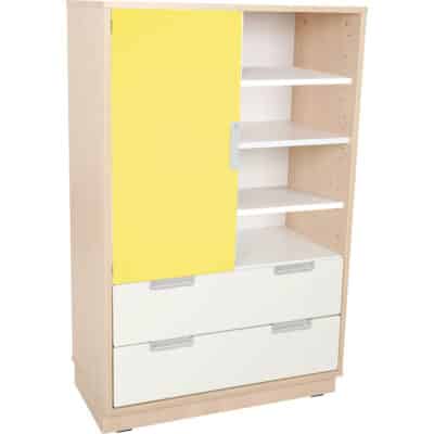 Kombischrank L mit 2 breiten Schubladen und 1 mittelgroßen Tür (Quadro 55-180°)