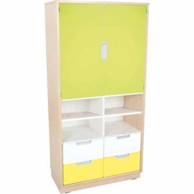 Schrank XL - Breite: 79 cm - Ahorn - weiß/gelb/limone (Quadro 57-180°)