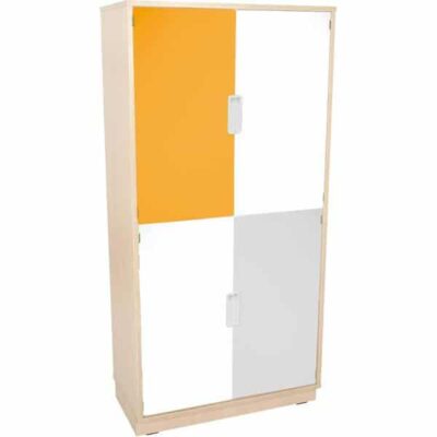 Schrank XL ohne Trennwand - Breite: 79 cm - Ahorn - weiß/grau/orange (Quadro 59-180°)