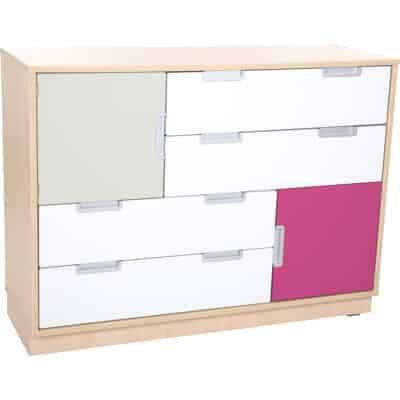 Asymmetrischer Schrank M - Breite: 116 cm - weiß/grau/magenta (Quadro 60-180°)