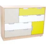 Asymmetrischer Schrank M – Breite: 116 cm – weiß/grau/limone (Quadro 61-180°) - SET6079