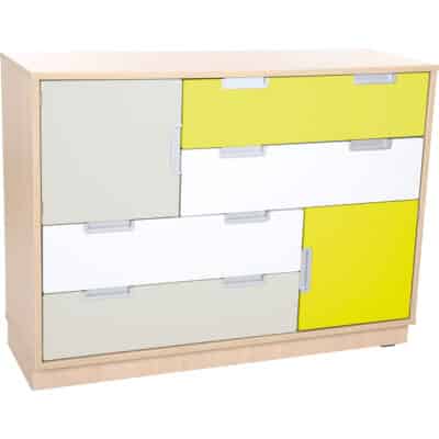 Asymmetrischer Schrank M - Breite: 116 cm - weiß/grau/limone (Quadro 61-180°)