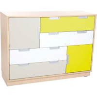 Asymmetrischer Schrank M - Breite: 116 cm - weiß/grau/limone (Quadro 61-180°)