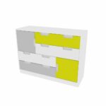 Asymmetrischer Schrank M – Breite: 116 cm – weiß/grau/limone (Quadro 61-180°) - SET6079W
