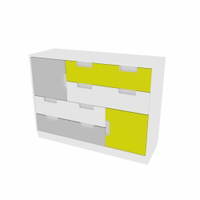 Asymmetrischer Schrank M - Breite: 116 cm - weiß/grau/limone (Quadro 61-180°) – Bild 2