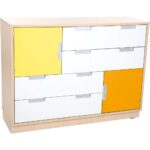Asymmetrischer Schrank M – Breite: 116 cm – weiß/gelb/orange (Quadro 62-180°) - SET6080