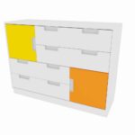 Asymmetrischer Schrank M – Breite: 116 cm – weiß/gelb/orange (Quadro 62-180°) - SET6080W