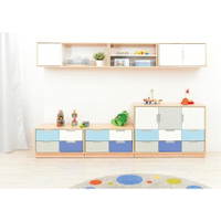 Möbelsatz Schrank S+M und Hängeregal - grau/weiß/blau - Quadro 75-180° – Bild 2