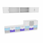 Möbelsatz Schrank S+M und Hängeregal – grau/weiß/blau – Quadro 75-180° - SET6120W