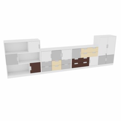 Möbelsatz Schränke M+L - weiß/grau/braun/beige - Quadro 76-180°