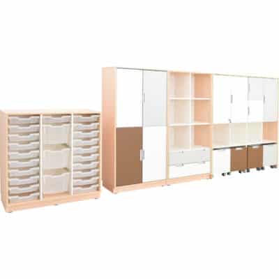 Möbelsatz Schrank XL - weiß/grau/braun - Quadro 77-180°