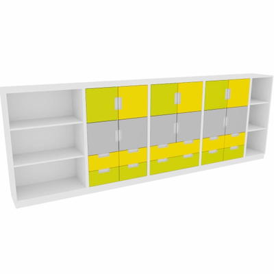 Möbelsatz Schränke L – gelb/limone/grau – Quadro 78-180°