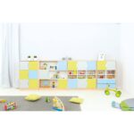 Möbelsatz Schrank L – grau/hellblau/limone – Quadro 79-180° - SET6124