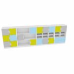Möbelsatz Schrank L – grau/hellblau/limone – Quadro 79-180° - SET6124W