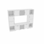 Möbelsatz Bücherecke + Schrank S grau/weiß – Quadro 81-180° - SET6128W