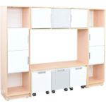 Möbelsatz Bücherecke + Schrank S grau/weiß – Quadro 81-180° - SET6128 a 17