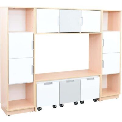 Möbelsatz Bücherecke + Schrank S grau/weiß - Quadro 81-180°