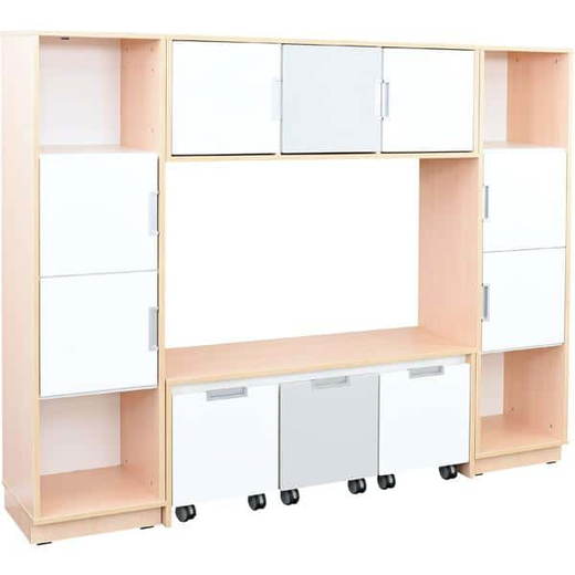 SET6128_a_17 Möbelsatz Bücherecke + Schrank S grau/weiß – Quadro 81-180° - SET6128 a 17